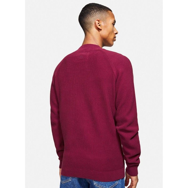 ORGANIC COTTON SWEATER WITH STAND-UP COLLAR DARK RED - 9221-125 - COLOURS & SONS