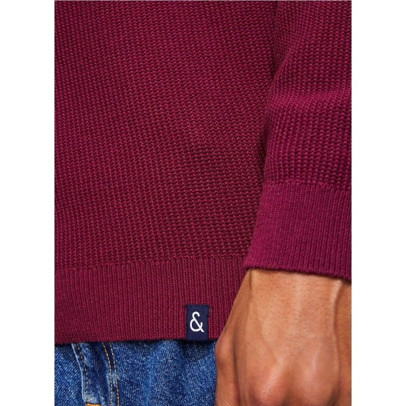 ORGANIC COTTON SWEATER WITH STAND-UP COLLAR DARK RED - 9221-125 - COLOURS & SONS