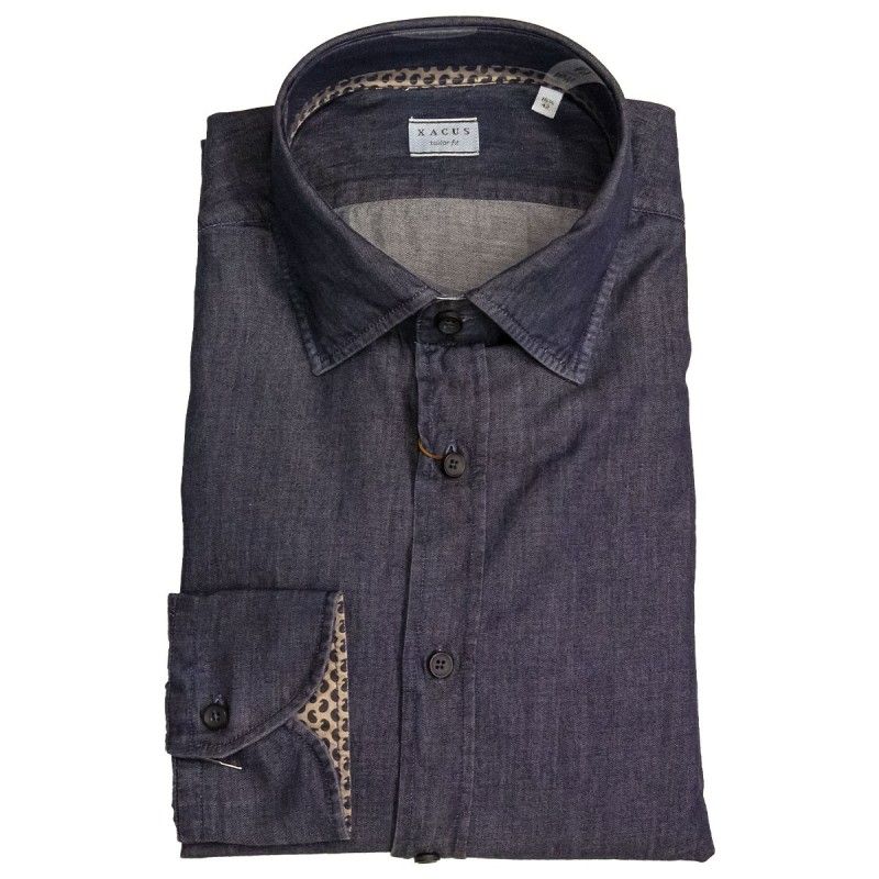 XACUS - Men's tailor fit classic shirt denim - 91918