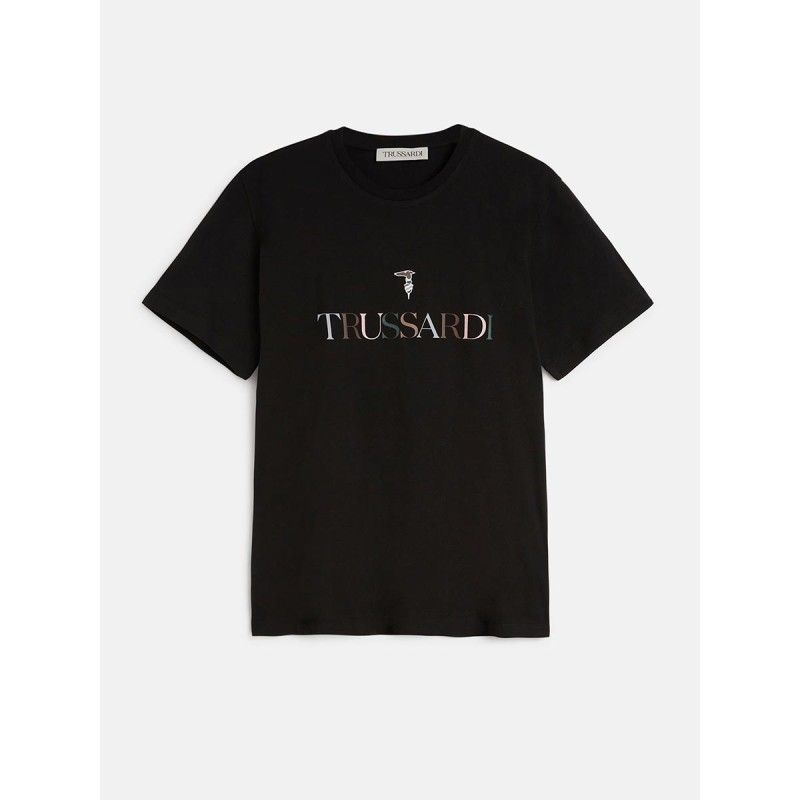 T-shirt with multicoloured printed lettering - T006121T005381 - TRUSSARDI