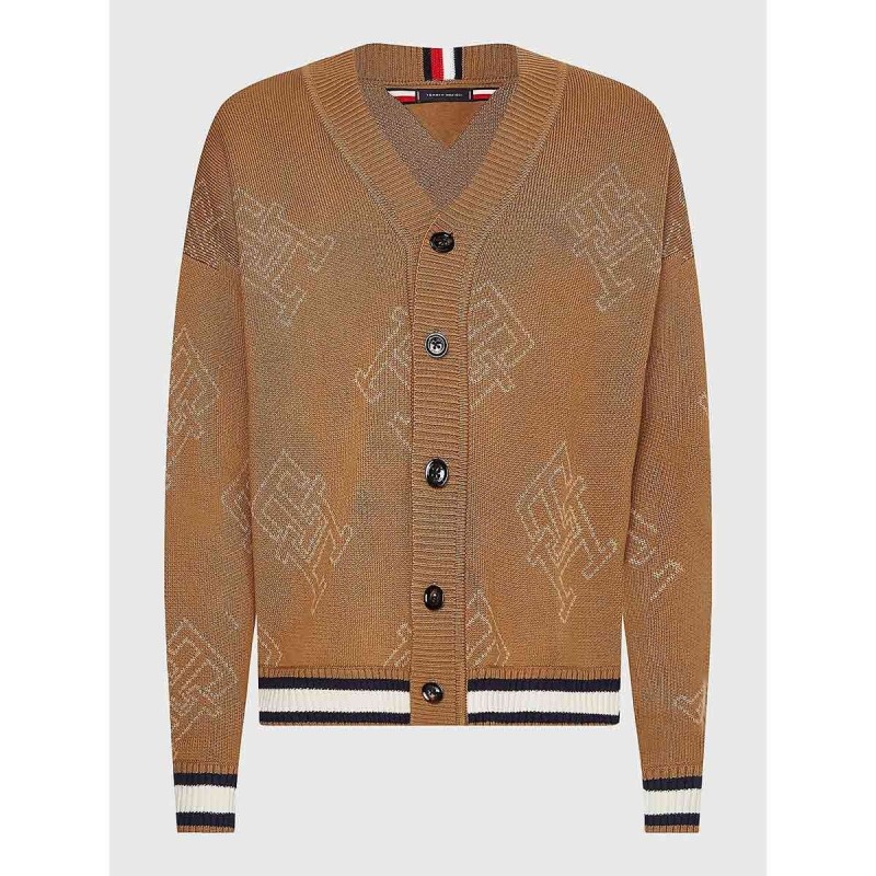 TH MONOGRAM RELAXED TIPPED CARDIGAN - MW0MW28043 - TOMMY HILFIGER
