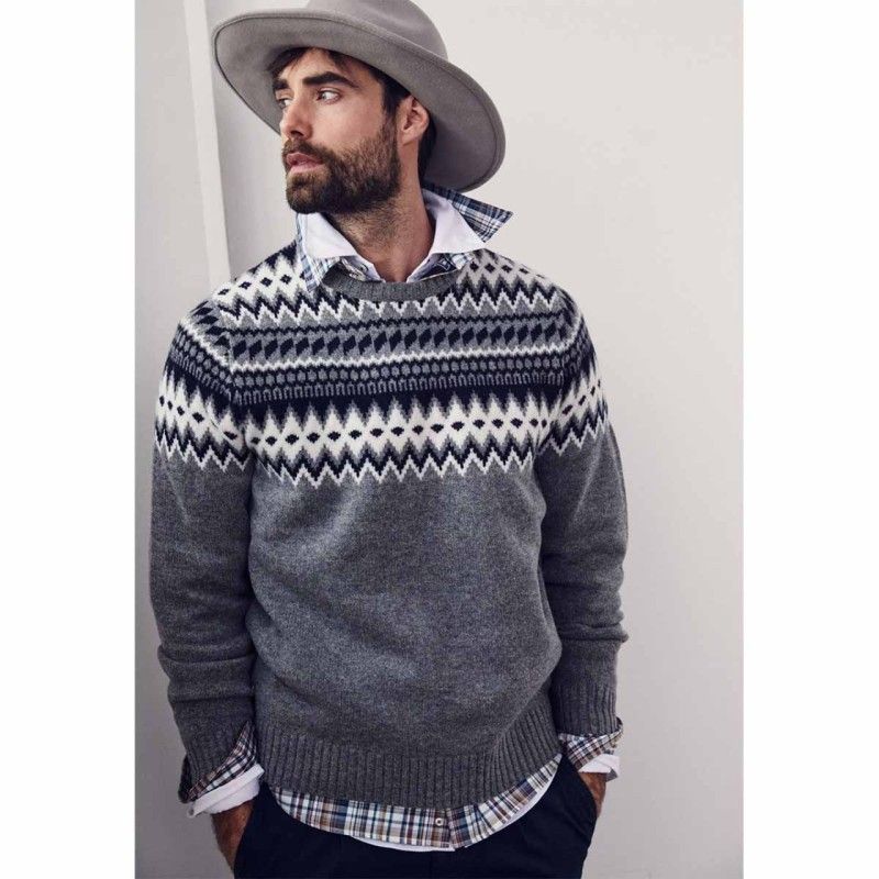 JACQUARD-STRICK PULLOVER WITH LAMBSWOOL - 1209 306 - FYNCH HATTON
