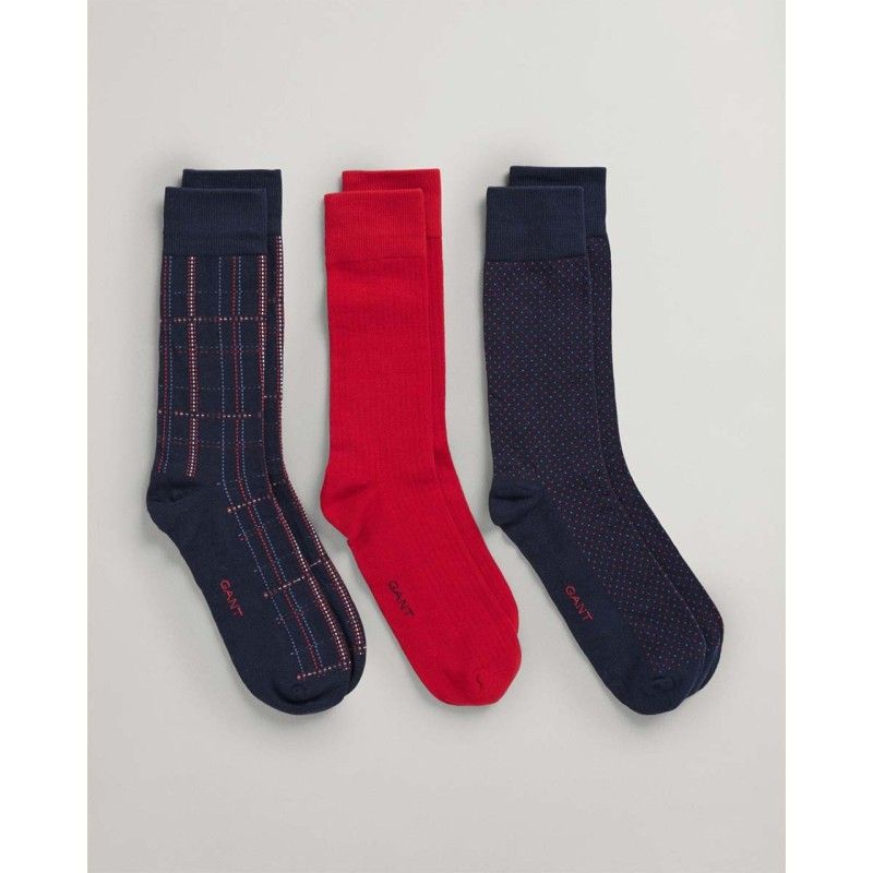 GANT Men's 3-Pack Check Socks With Gift Box - 3G9960216