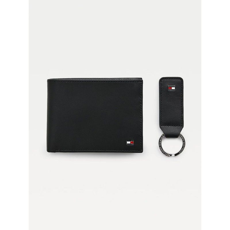 TH LEATHER WALLET AND KEY FOB GIFT SET - 4@AM0AM07931 - TOMMY HILFIGER