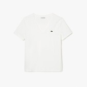 LACOSTE Women’s V-neck Loose Fit Cotton T-shirt - 3TF8392