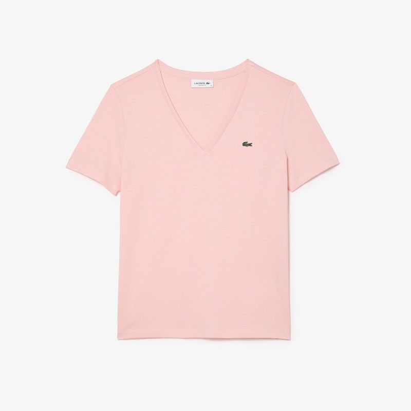 LACOSTE Women’s V-neck Loose Fit Cotton T-shirt - 3TF8392