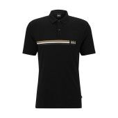 MERCERISED-COTTON POLO SHIRT WITH SIGNATURE STRIPE AND LOGOS - 50488266 - BOSS