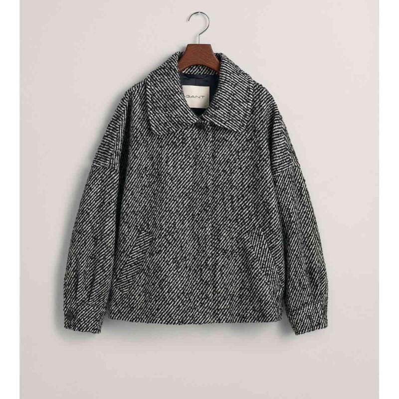 Patterned Cropped Wool Jacket - 3GW4700293 - GANT