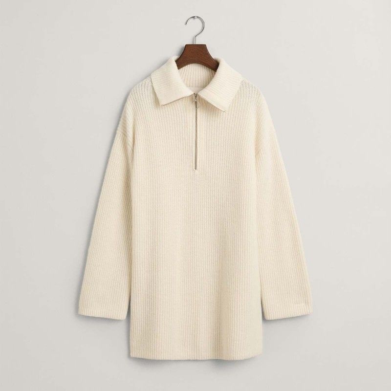 Ribbed Wool Half-Zip Sweater - 3GW4805163 - GANT