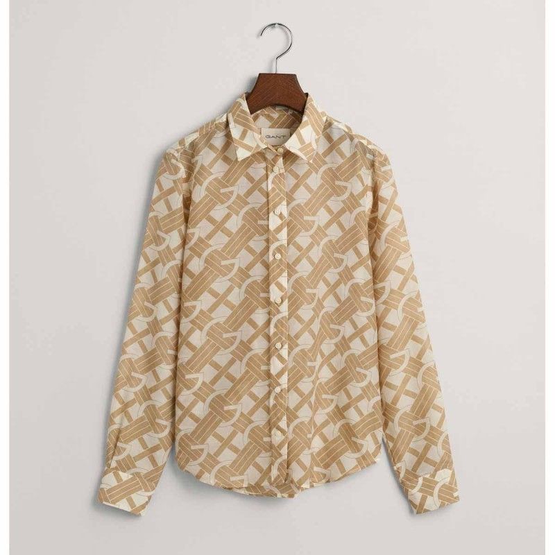 Regular Fit G Patterned Cotton Silk Shirt - 3GW4300292 - GANT