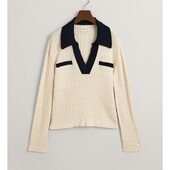 Cable Knit Polo Sweater - 3GW4805225 - GANT
