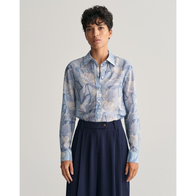 Regular Fit Magnolia Print Cotton Silk Shirt - 3GW4300317 - GANT