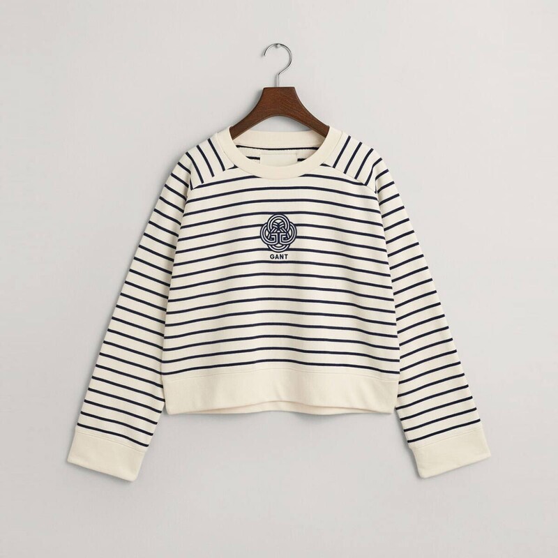 Striped Monogram Crew Neck Sweatshirt - 3GW4200825 - GANT