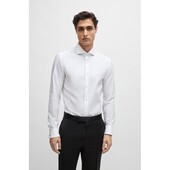 SLIM-FIT SHIRT IN STRUCTURED COTTON WITH SPREAD COLLAR - 50512916 - BOSS
