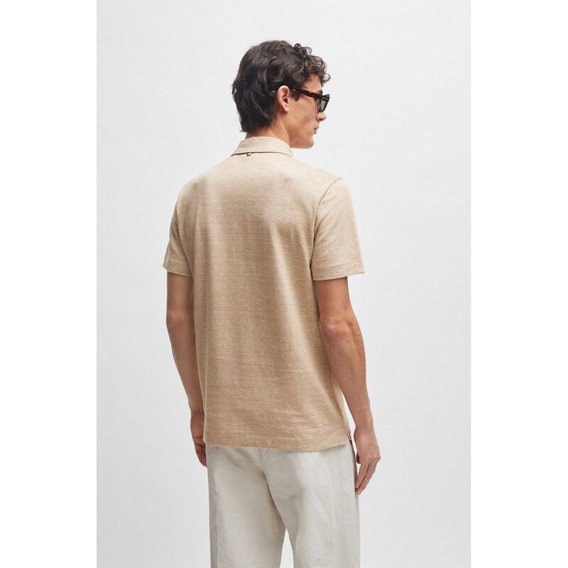 REGULAR-FIT POLO SHIRT IN COTTON AND LINEN - 50511600 - BOSS
