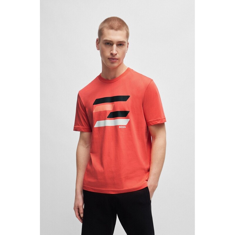 COTTON-JERSEY T-SHIRT WITH FLAG-INSPIRED ARTWORK - 50513005 - BOSS